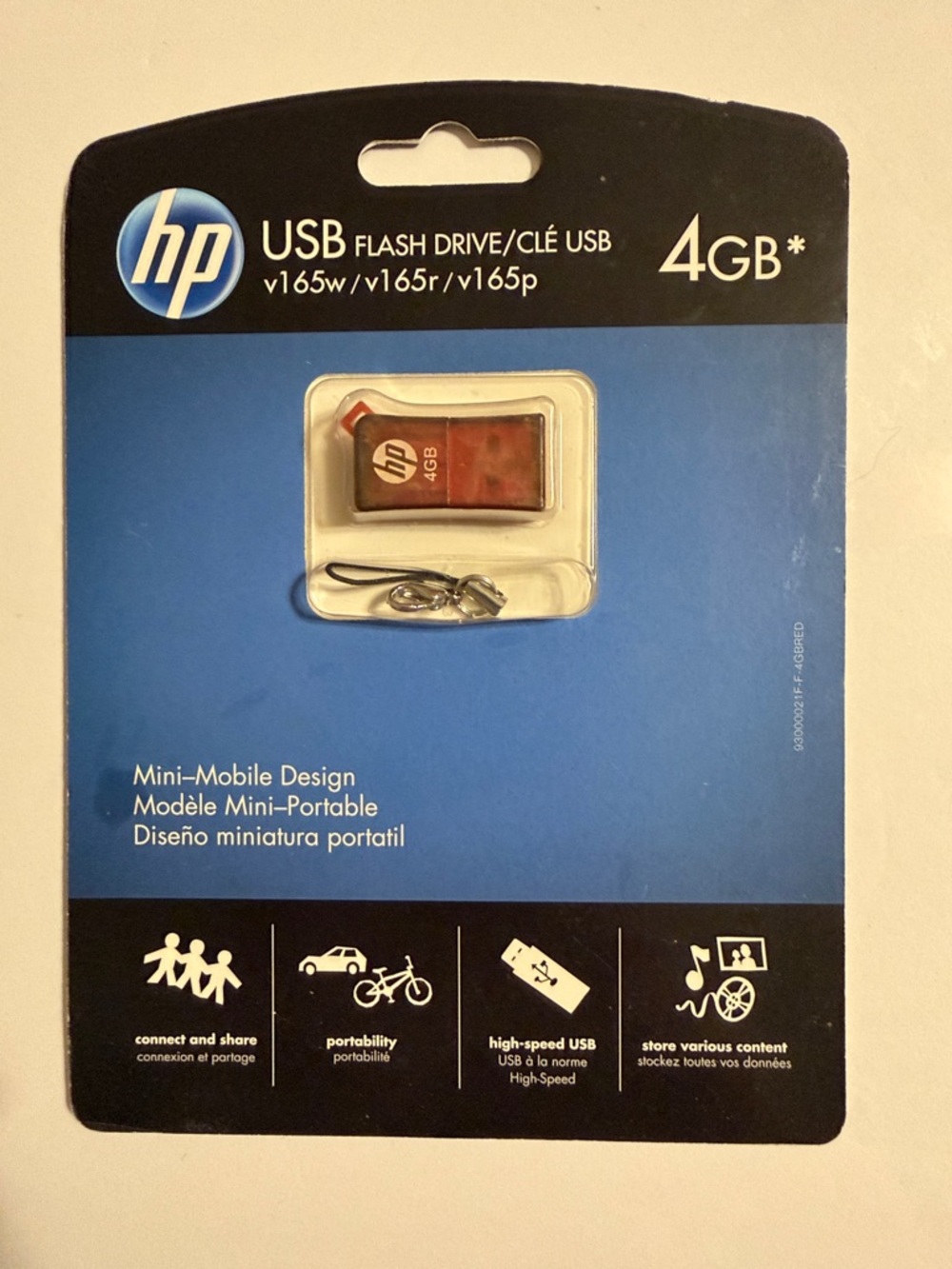 HP 4GB Red and Silver USB Flash Drive v165 Series